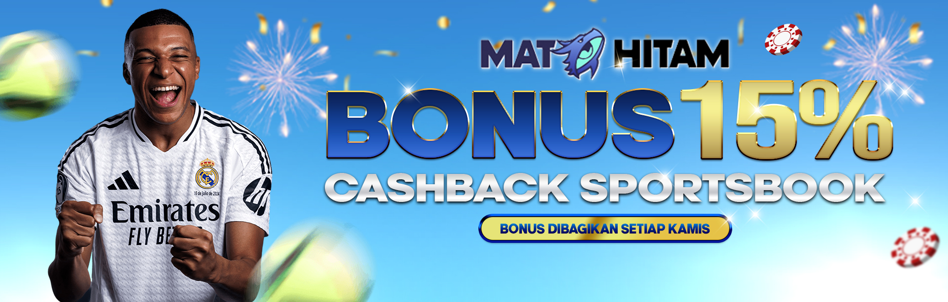 BONUS CASHBACK MINGGUAN SPORTSBOOK UP TO 15%